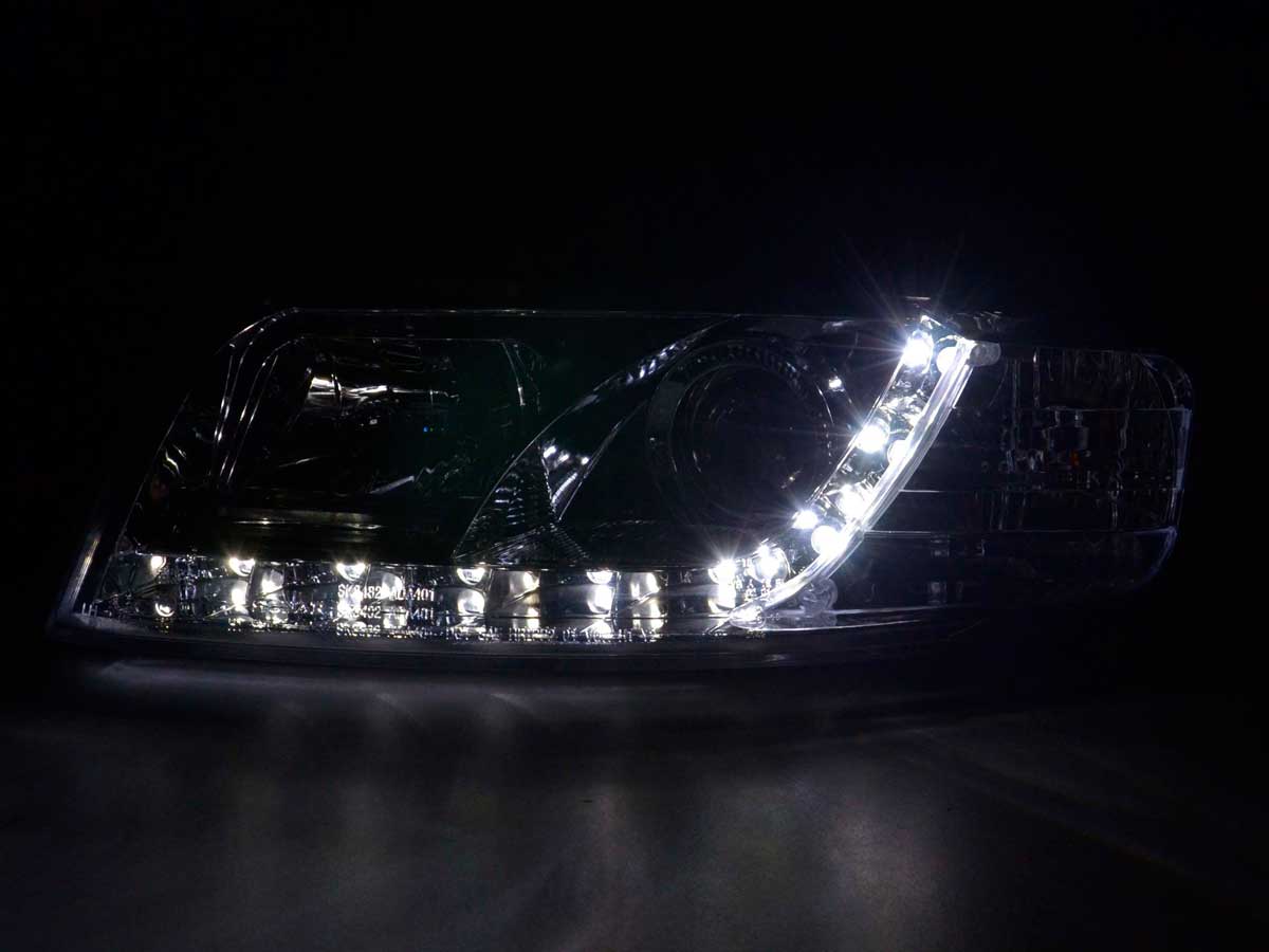 Scheinwerfer Set Daylight LED Tagfahrlicht Audi A4 Typ 8E 04-08 chrom Scheinwerfer Set Daylight LED Tagfahrlicht Audi A4 Typ 8E 04-08 chrom
